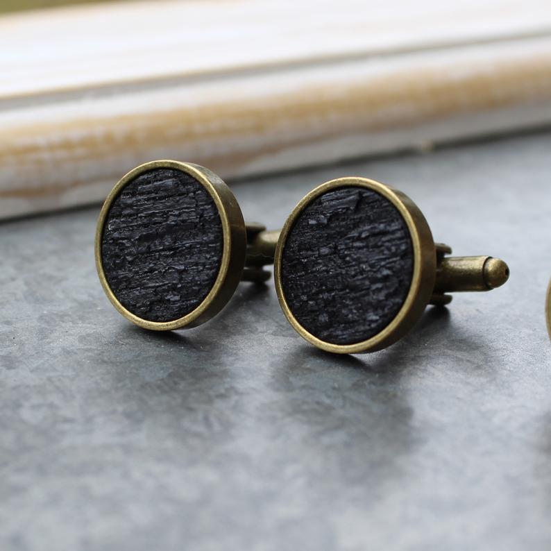 Whiskey Barrel and Olive Wood Cufflinks