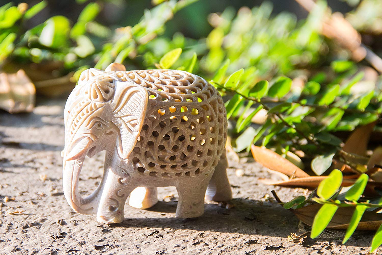 White Lucky Elephant Soapstone Figurine