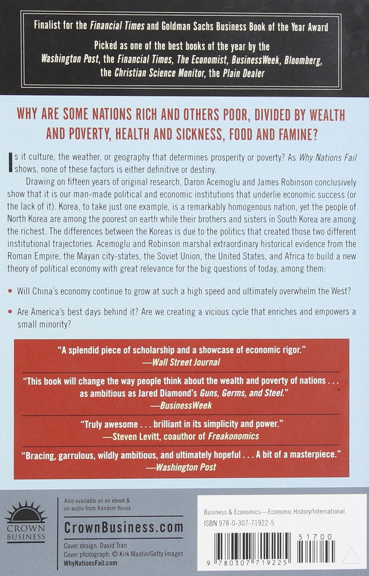 Why Nations Fail: The Origins of Power, Prosperity, and Poverty 