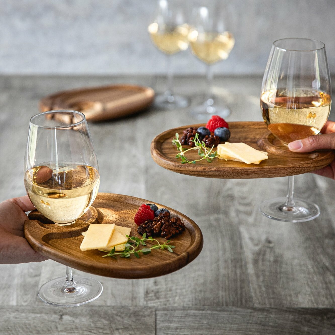 Wine & Appetizer Tray - Set of 4