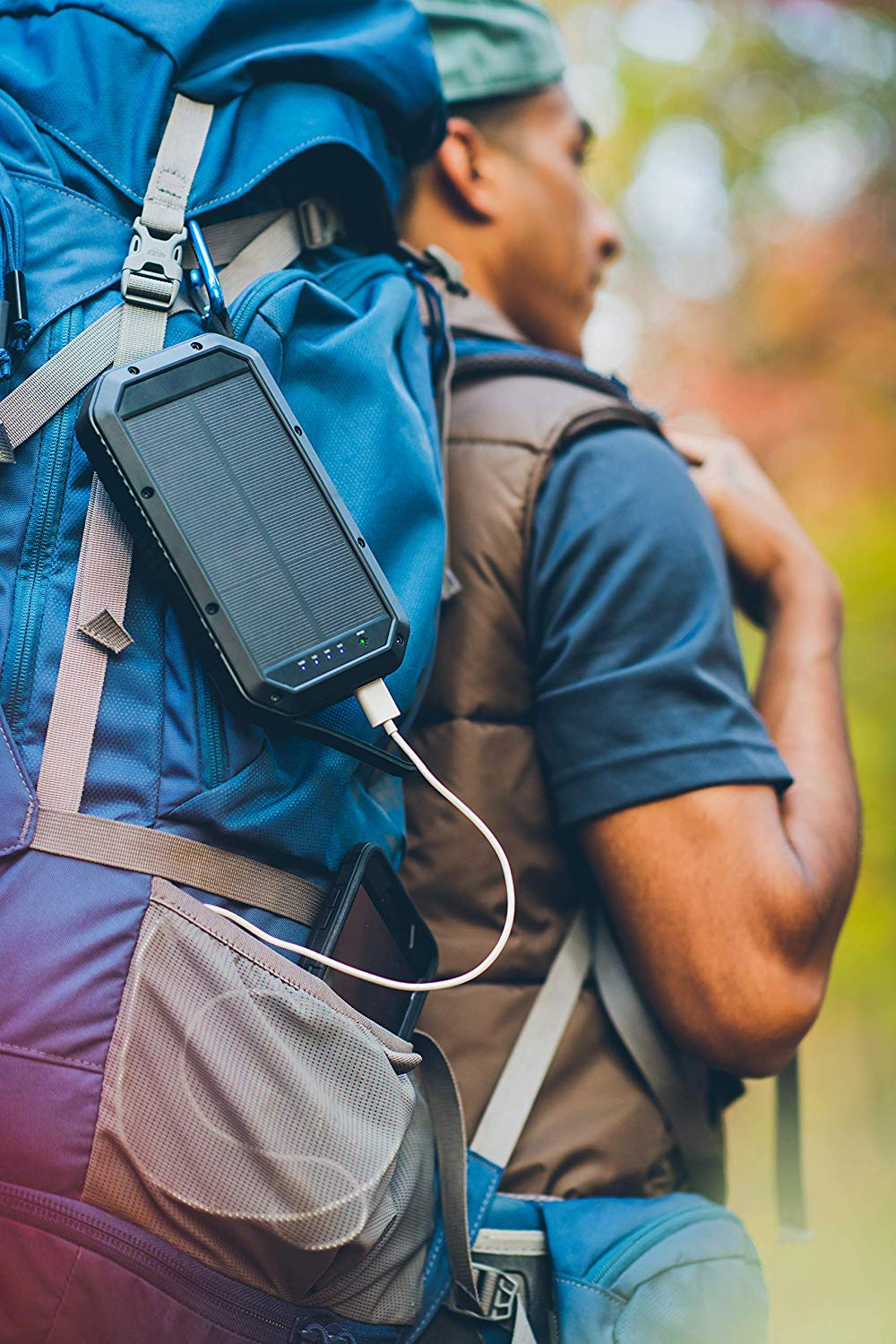 Wireless Solar Powered Phone Charger Battery With Flashlight