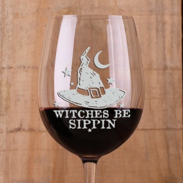 Witches be Sipping Wine Glass