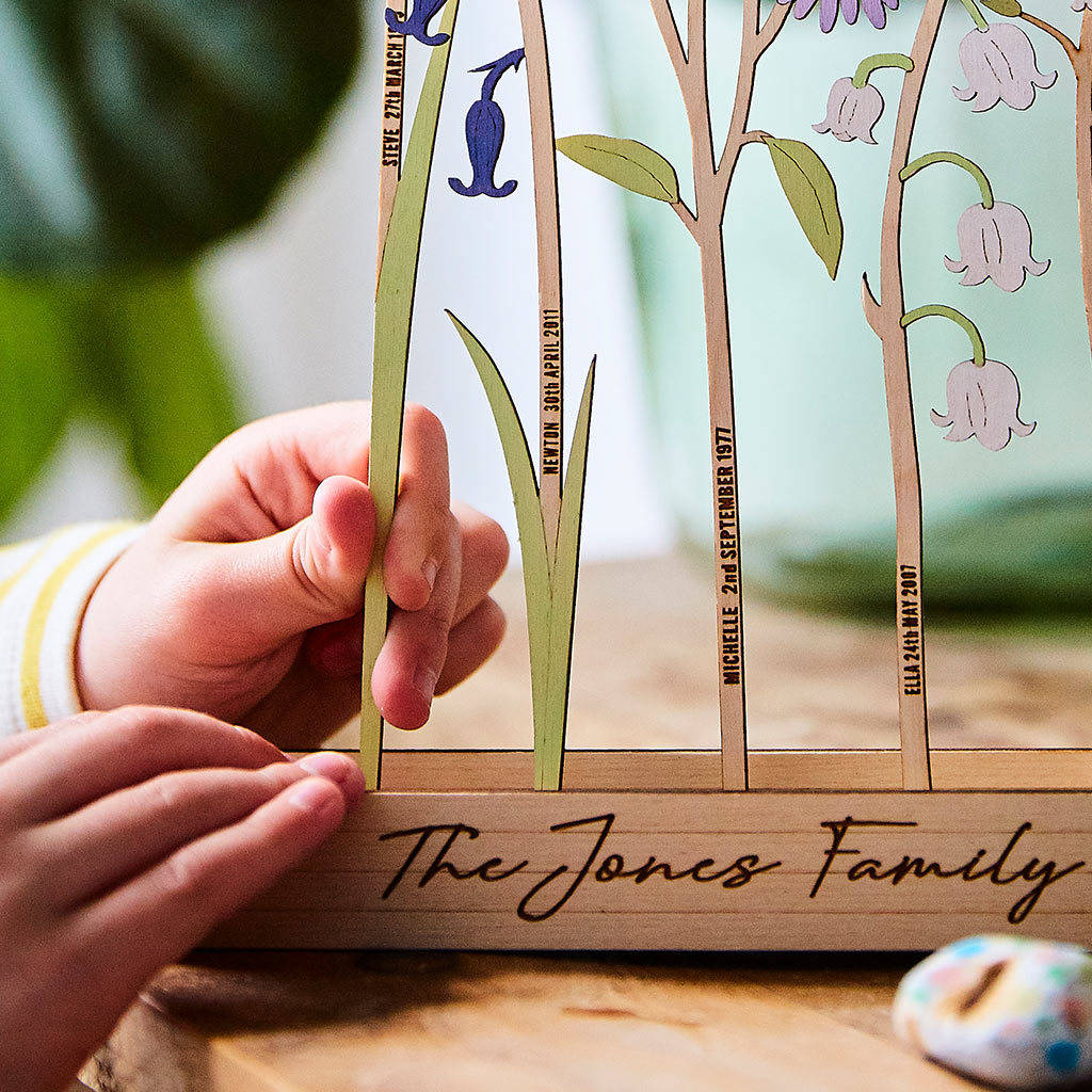 Wooden Personalised Family Birth Flowers