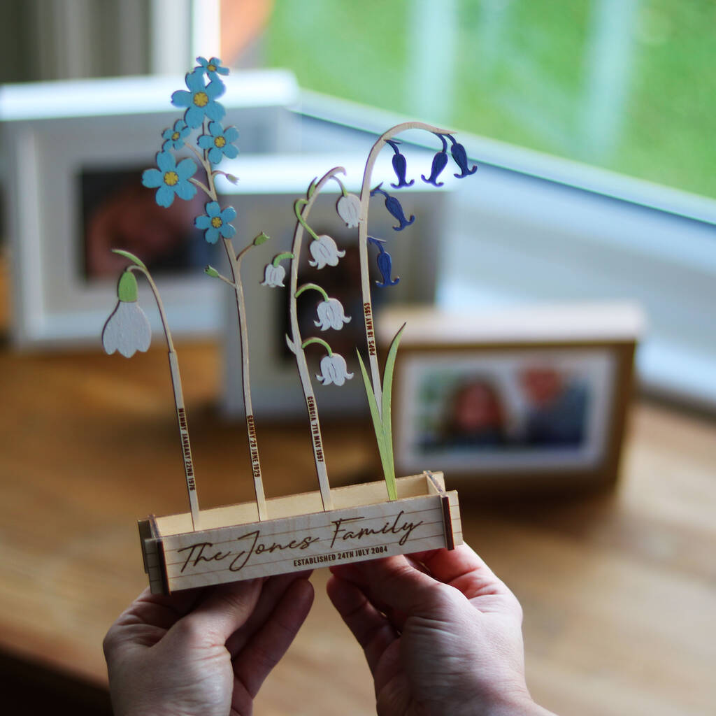 Wooden Personalised Family Birth Flowers