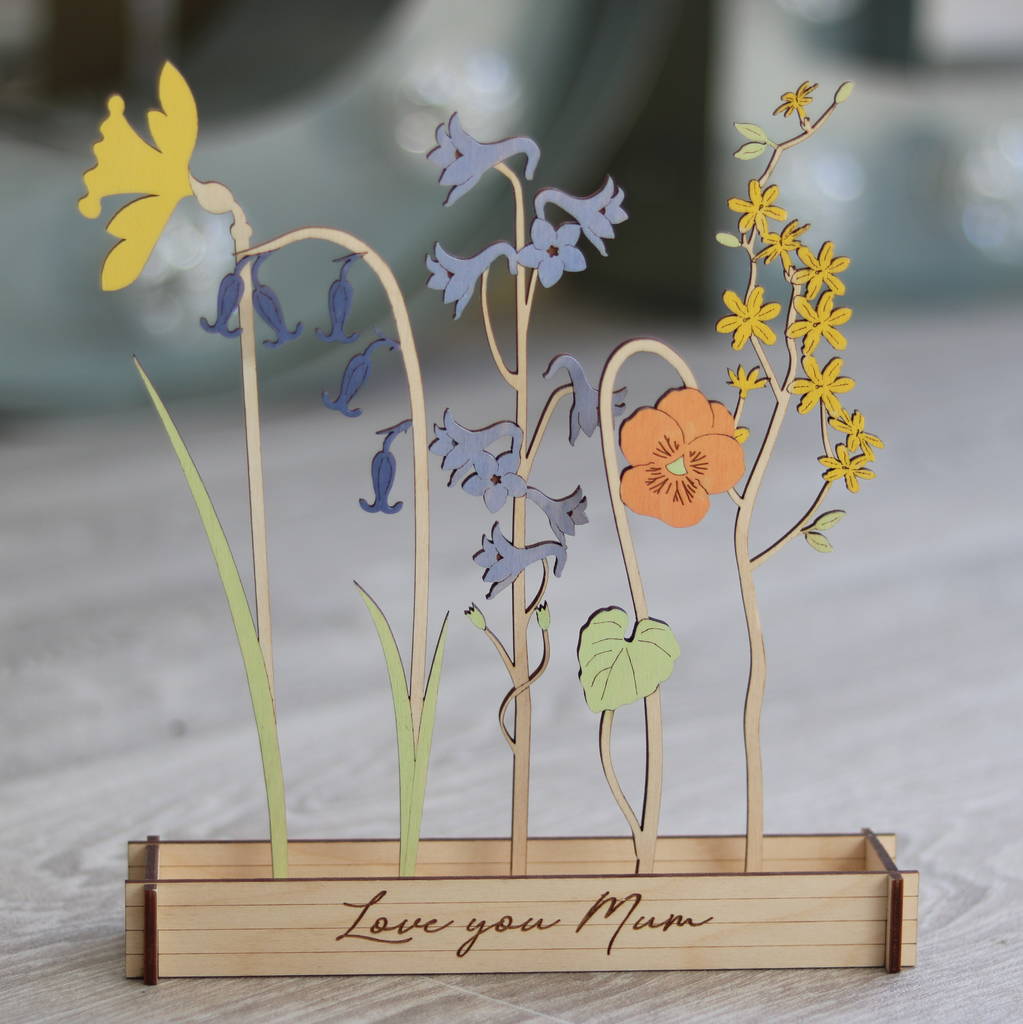 Wooden Personalised Family Birth Flowers