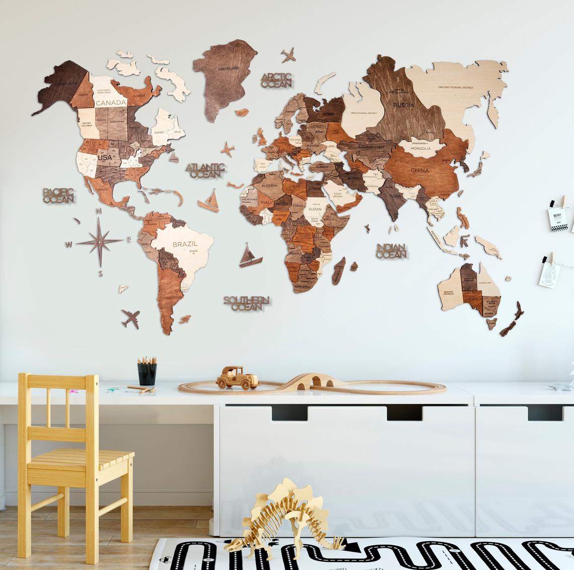 Wooden Travel Push Pin Map