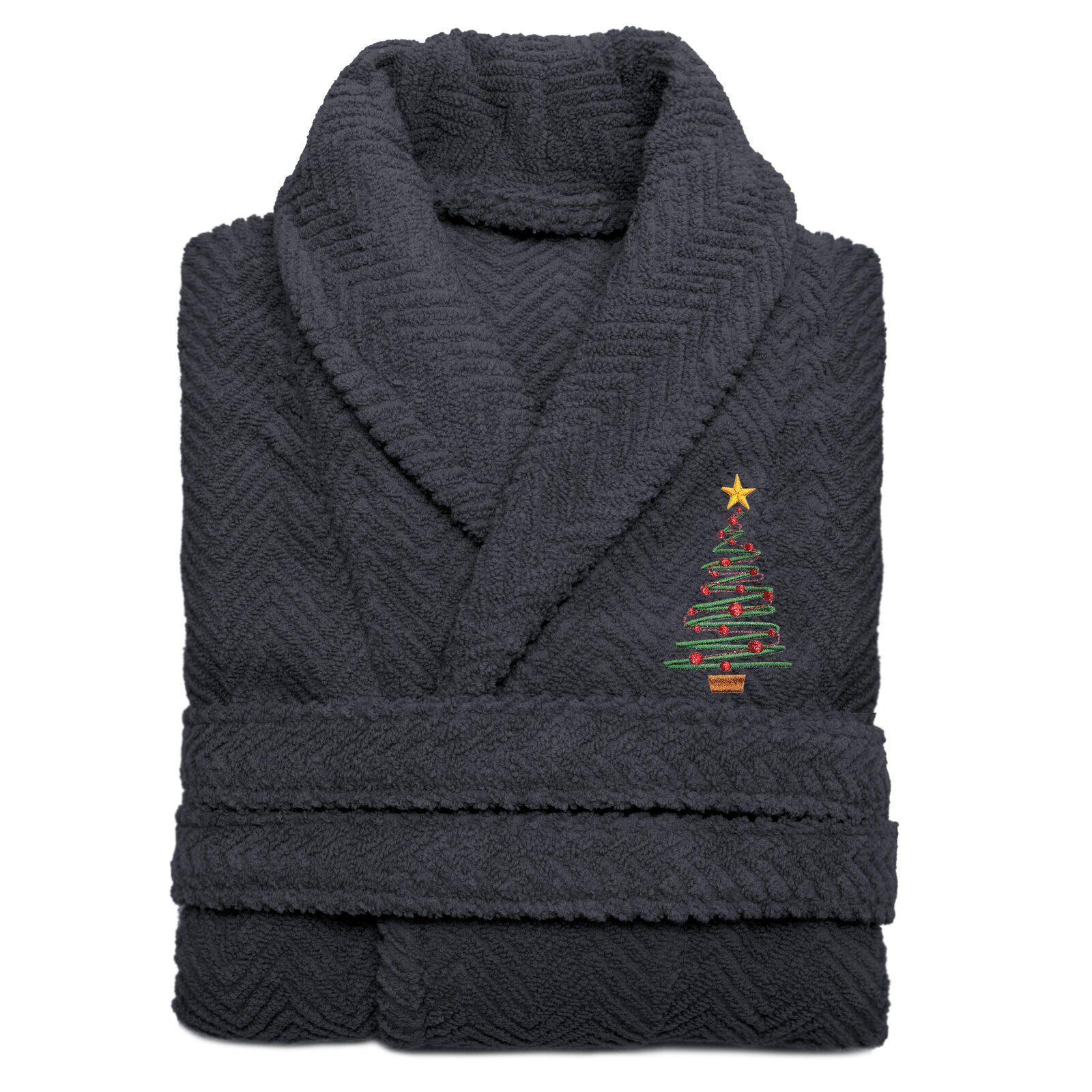 X'Mas Tree Embroidered Cotton Bathrobe