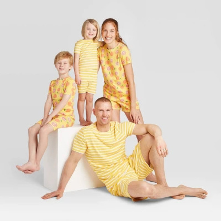 Yellow Striped and Fruit Mix and Match Family Pajamas Collection