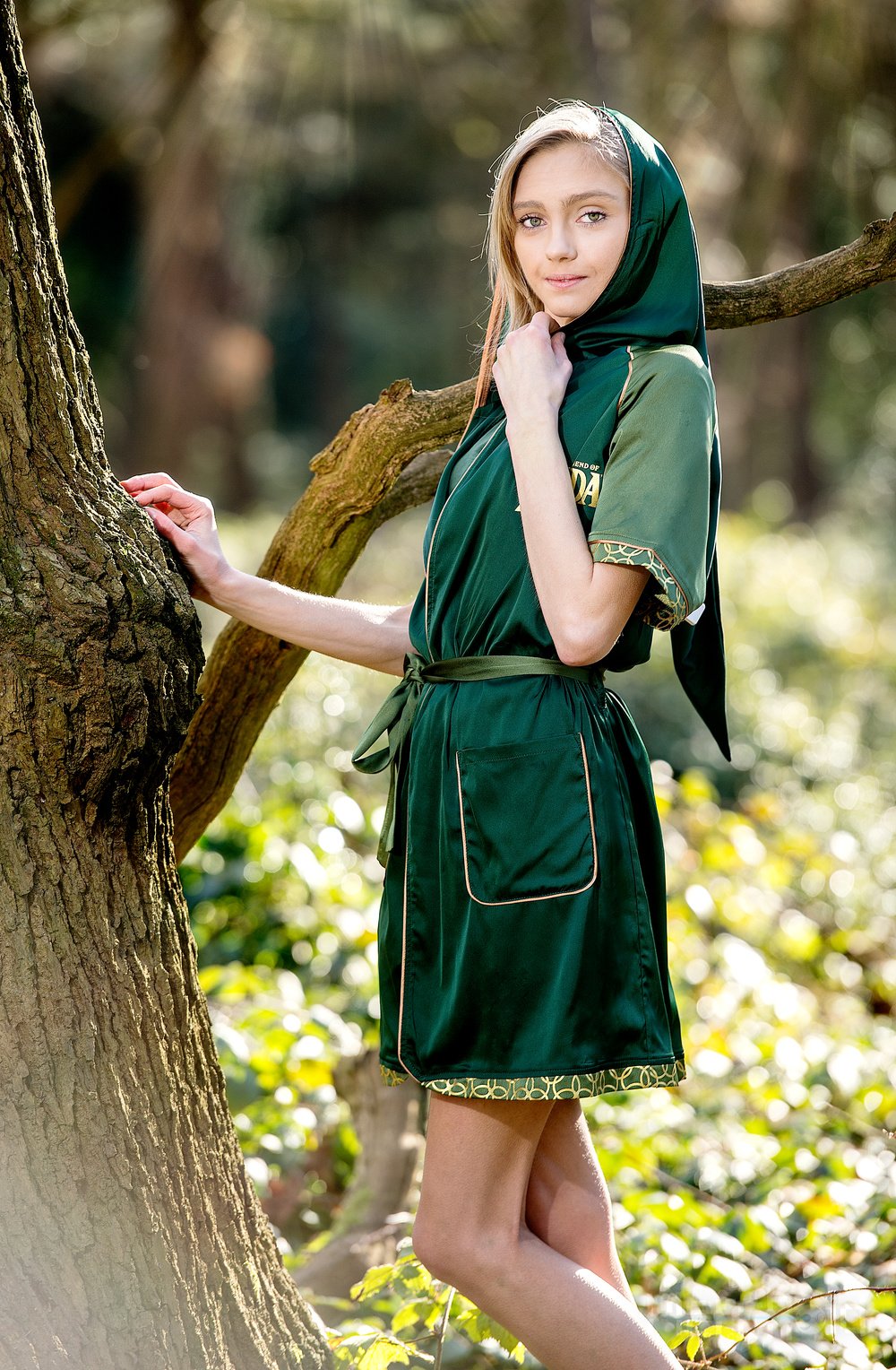 Zelda: Green Goddess Satin Robe Night Dress