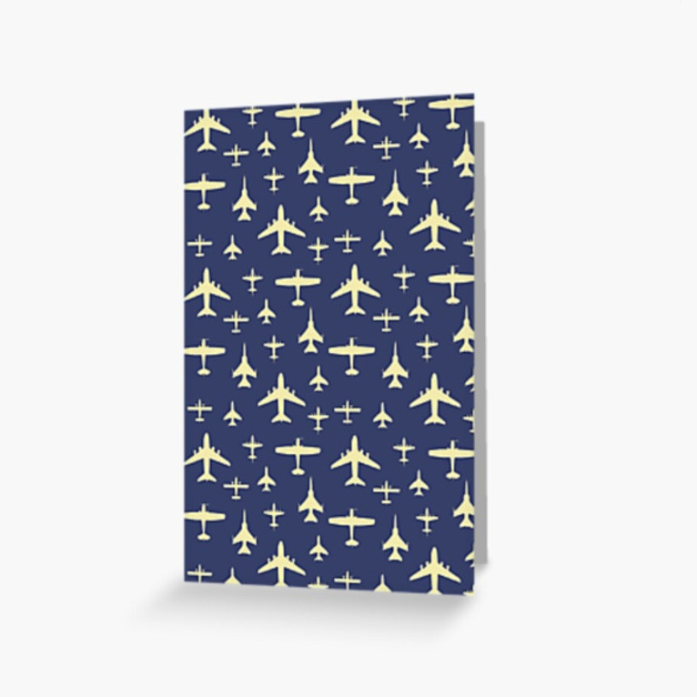 Aeroplanes Navy Blue Pattern Greeting Card