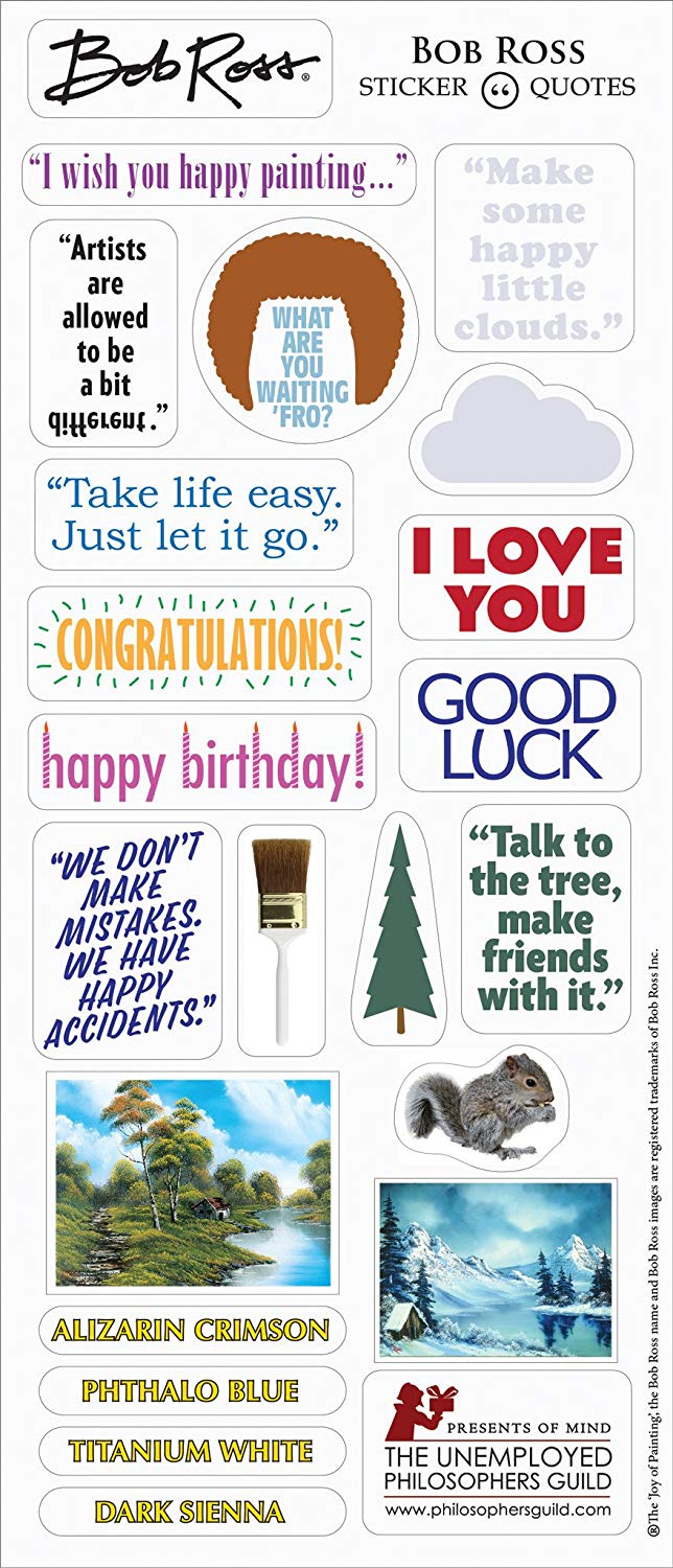 Bob Ross Die Cut Silhouette Greeting Card and Sticker Sheet