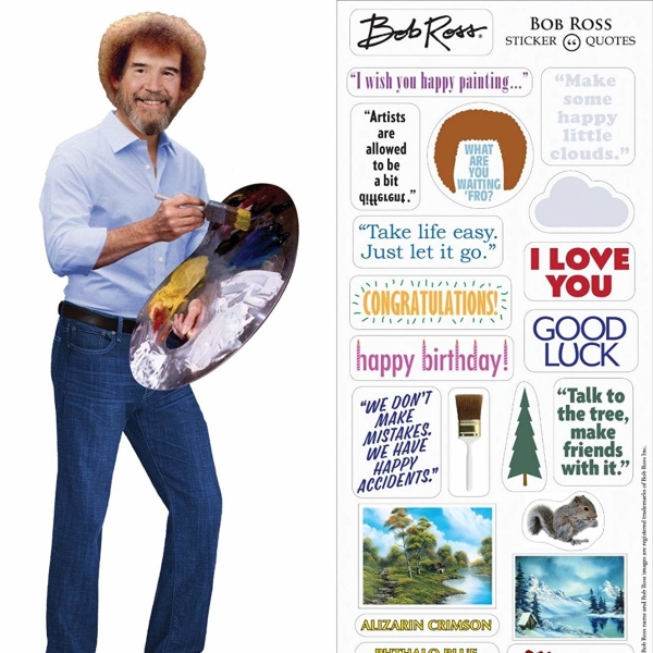 Bob Ross Die Cut Silhouette Greeting Card and Sticker Sheet