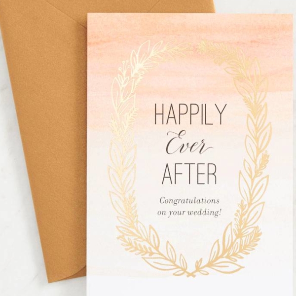 Gold Foil Happily Ever After Wedding Card