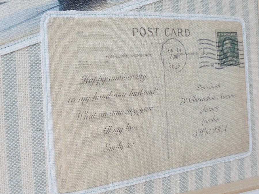 Linen Anniversary Fabric Postcard