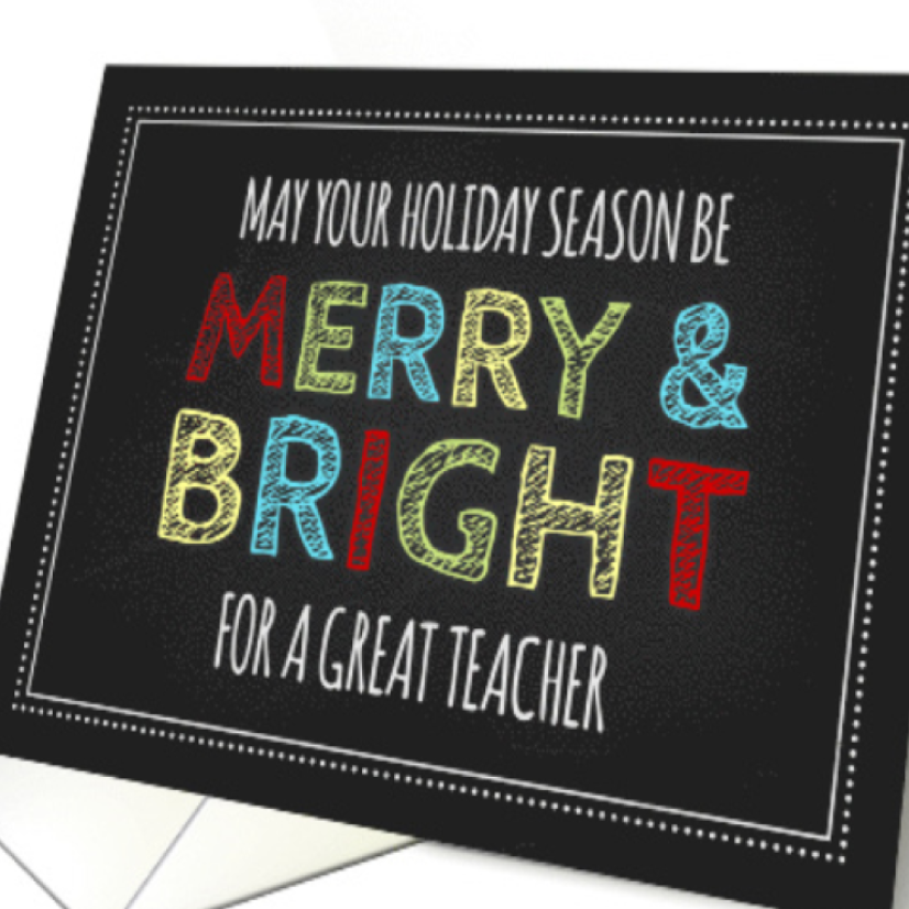 Merry & Bright Teacher Christmas Card 