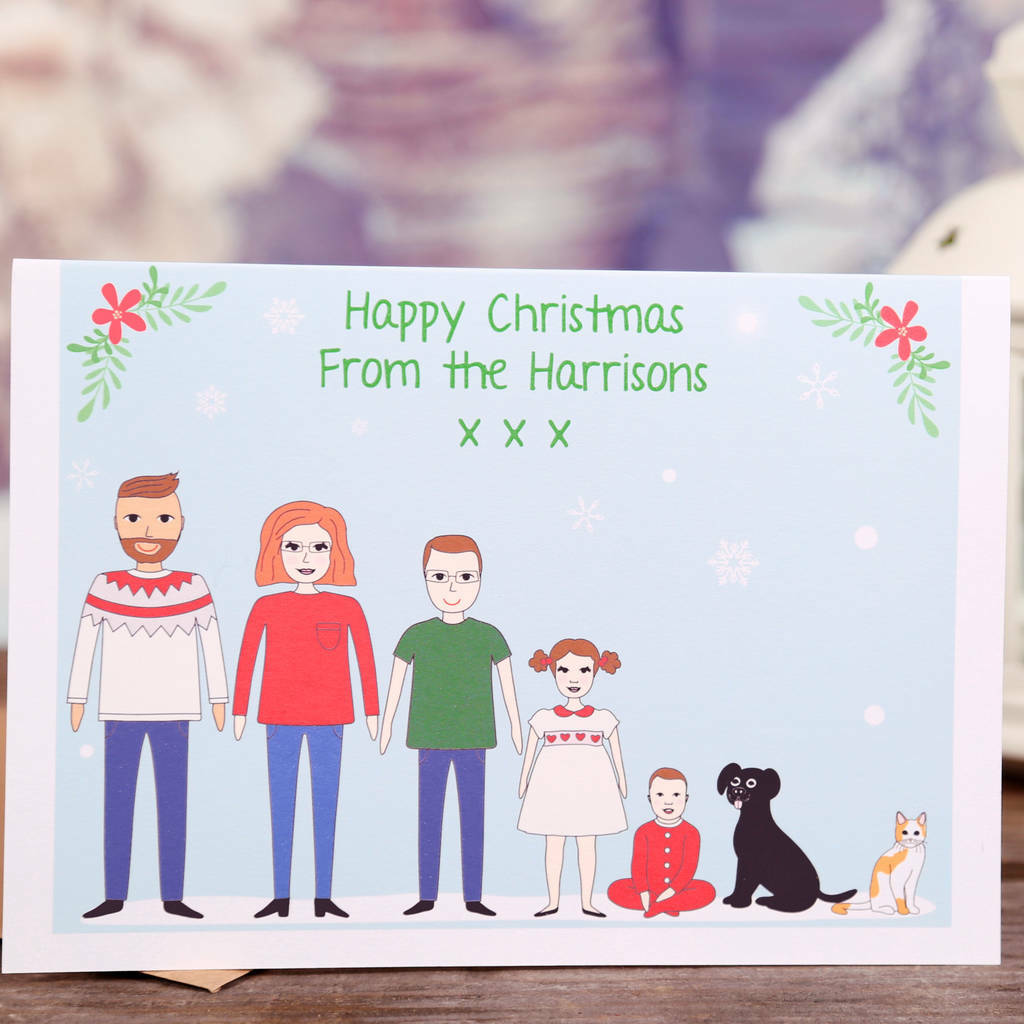 Personalised Family Portrait Christmas Card Pack