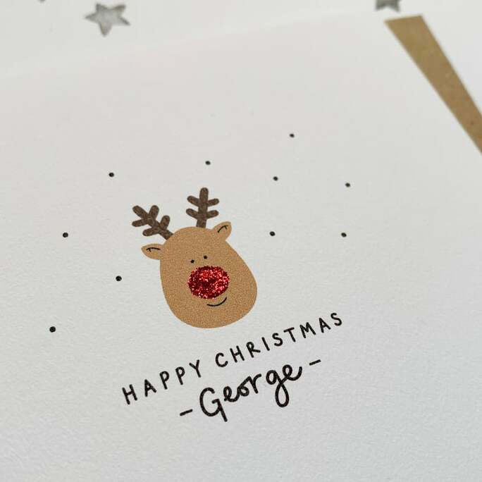 Personalised Reindeer Christmas Card 