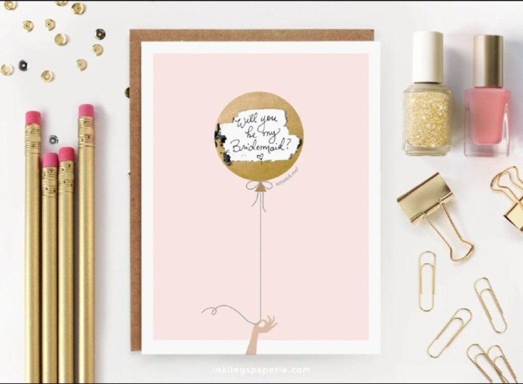 Pink & Gold Balloon Scratch-off Card