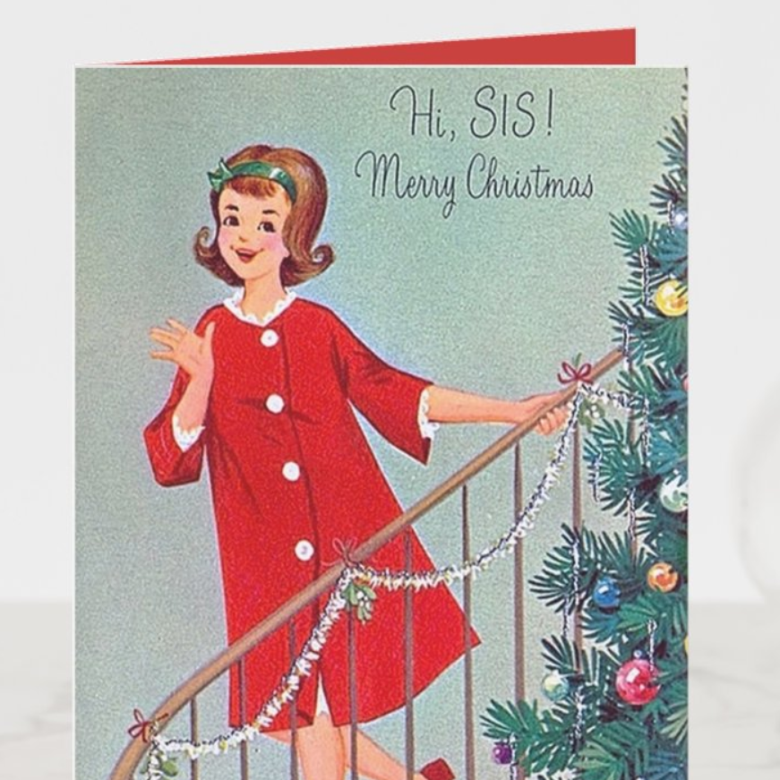 Retro Christmas Sister Holiday Card