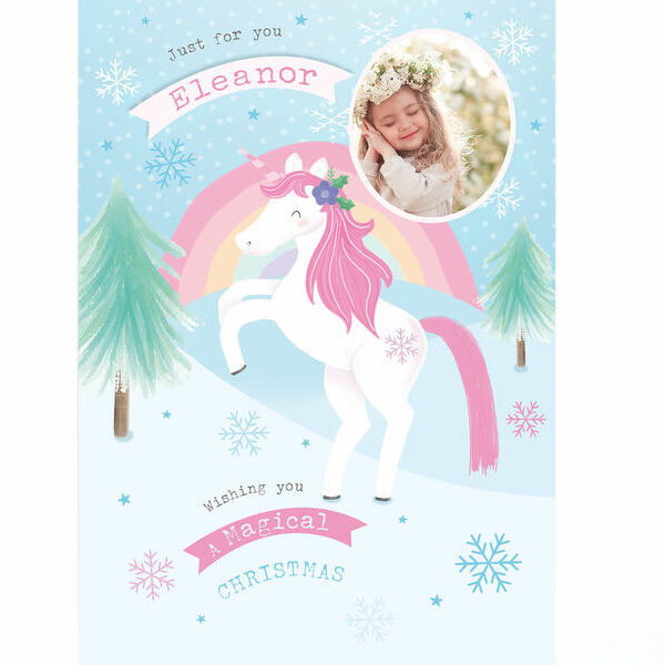 Unicorn Magic Personalised Photo Christmas Card 