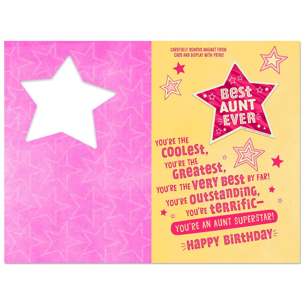 Very Best Aunt Birthday Card With Magnet