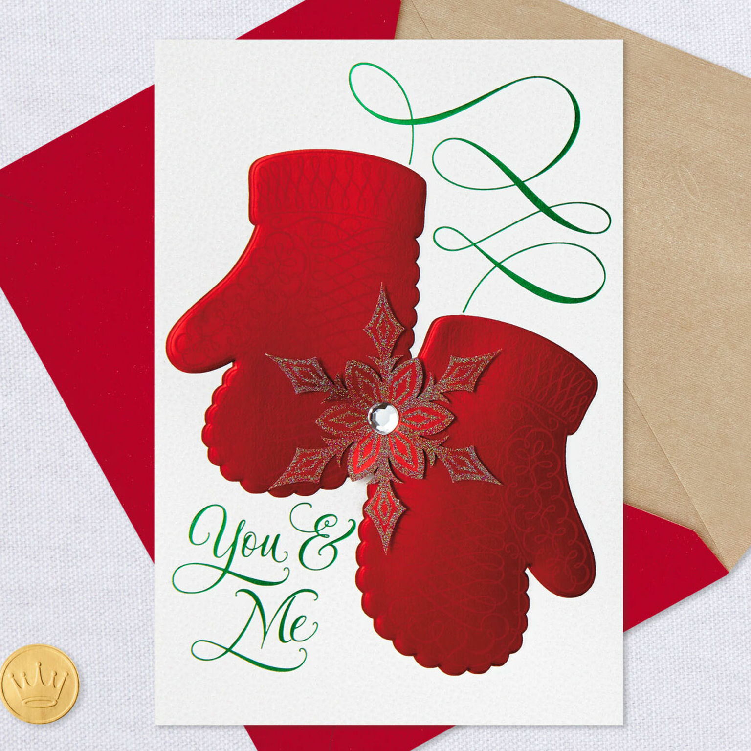 You & Me Mittens Romantic Christmas Card