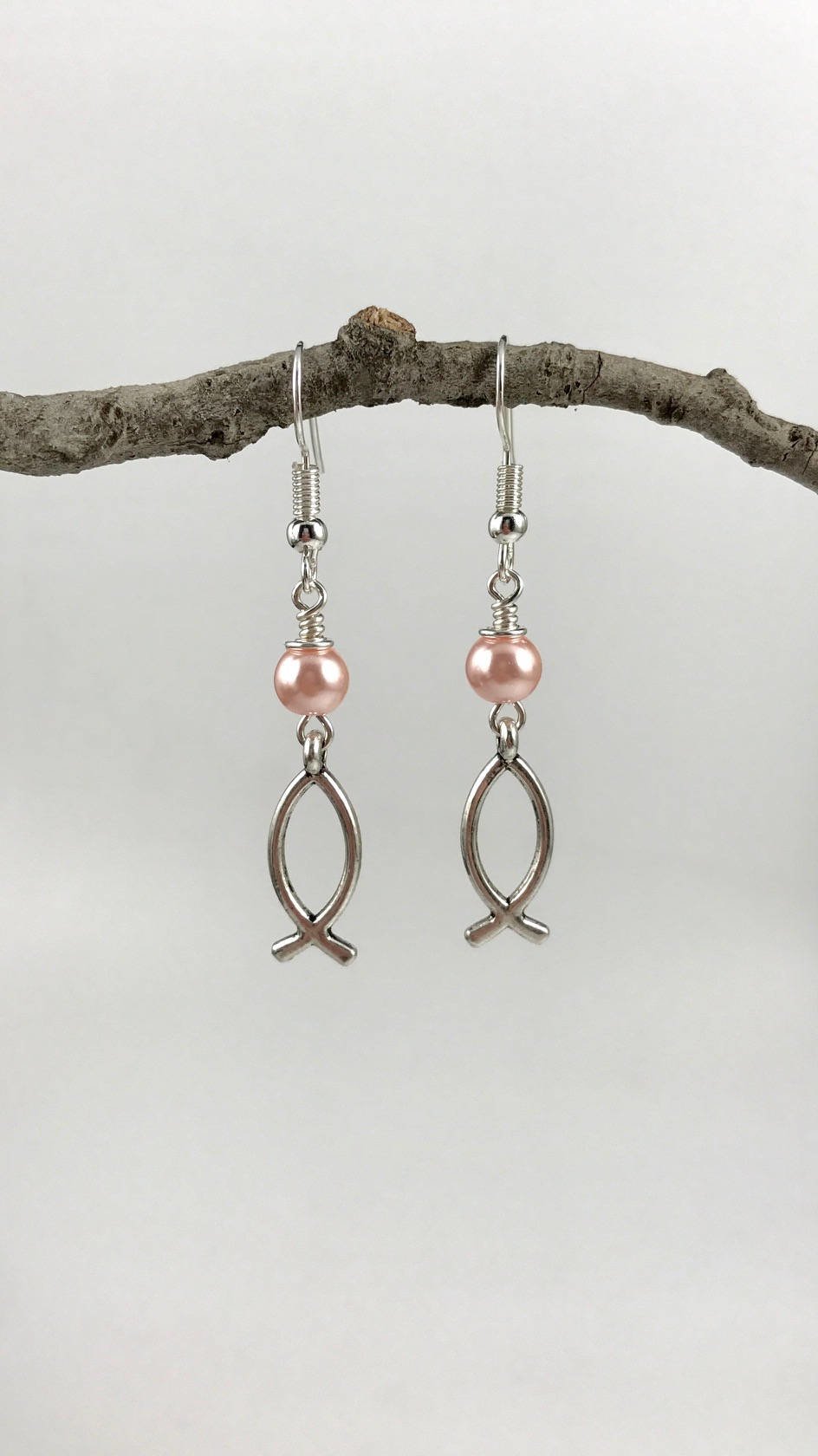 Ichthus Earrings - Pearl Color Options