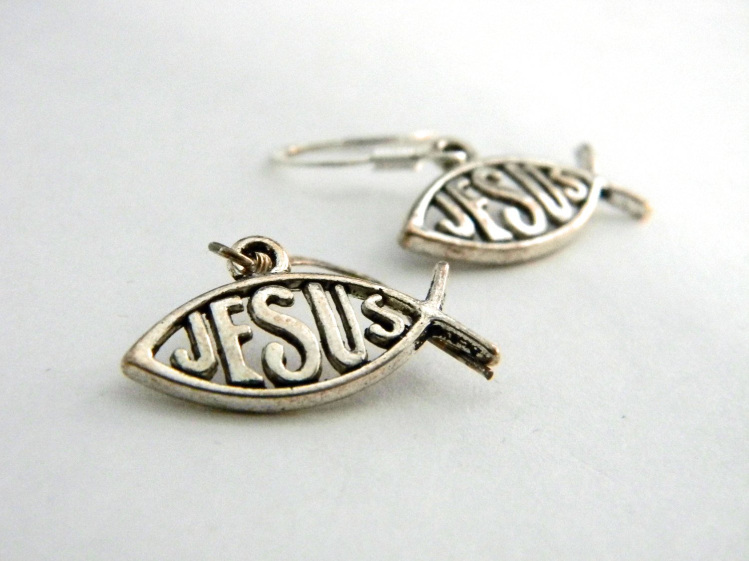 Jesus Fish Earrings With Word Inside