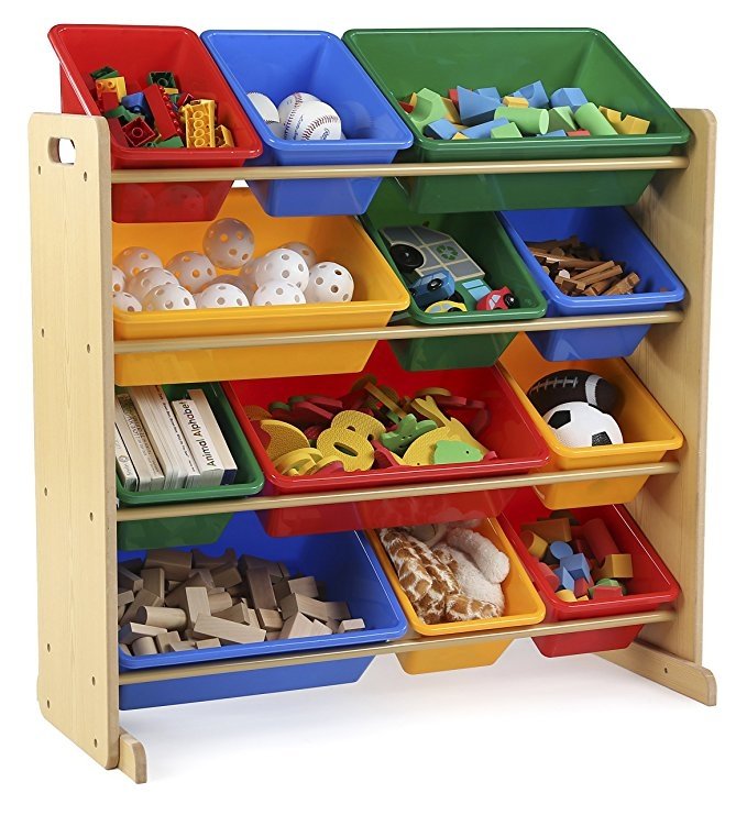 Kids' Toy Storage Organizer with 12 Plastic Bins