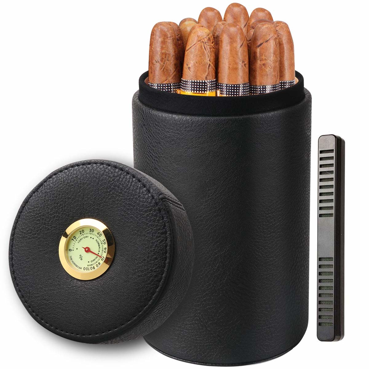 Leather & Cedar Wood Cigar Canister