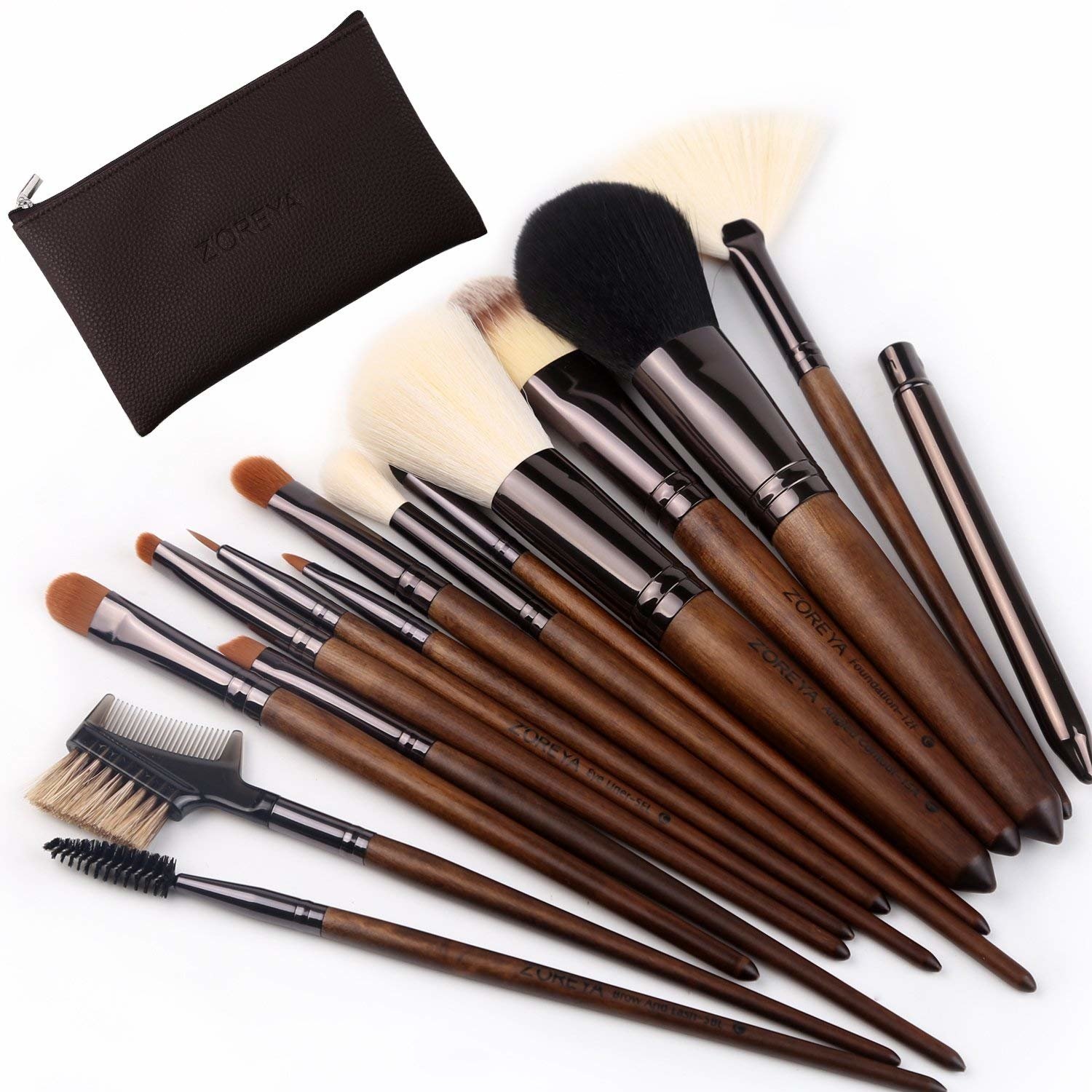 Makeup Brushes 15pc High End Real Walnut Handle