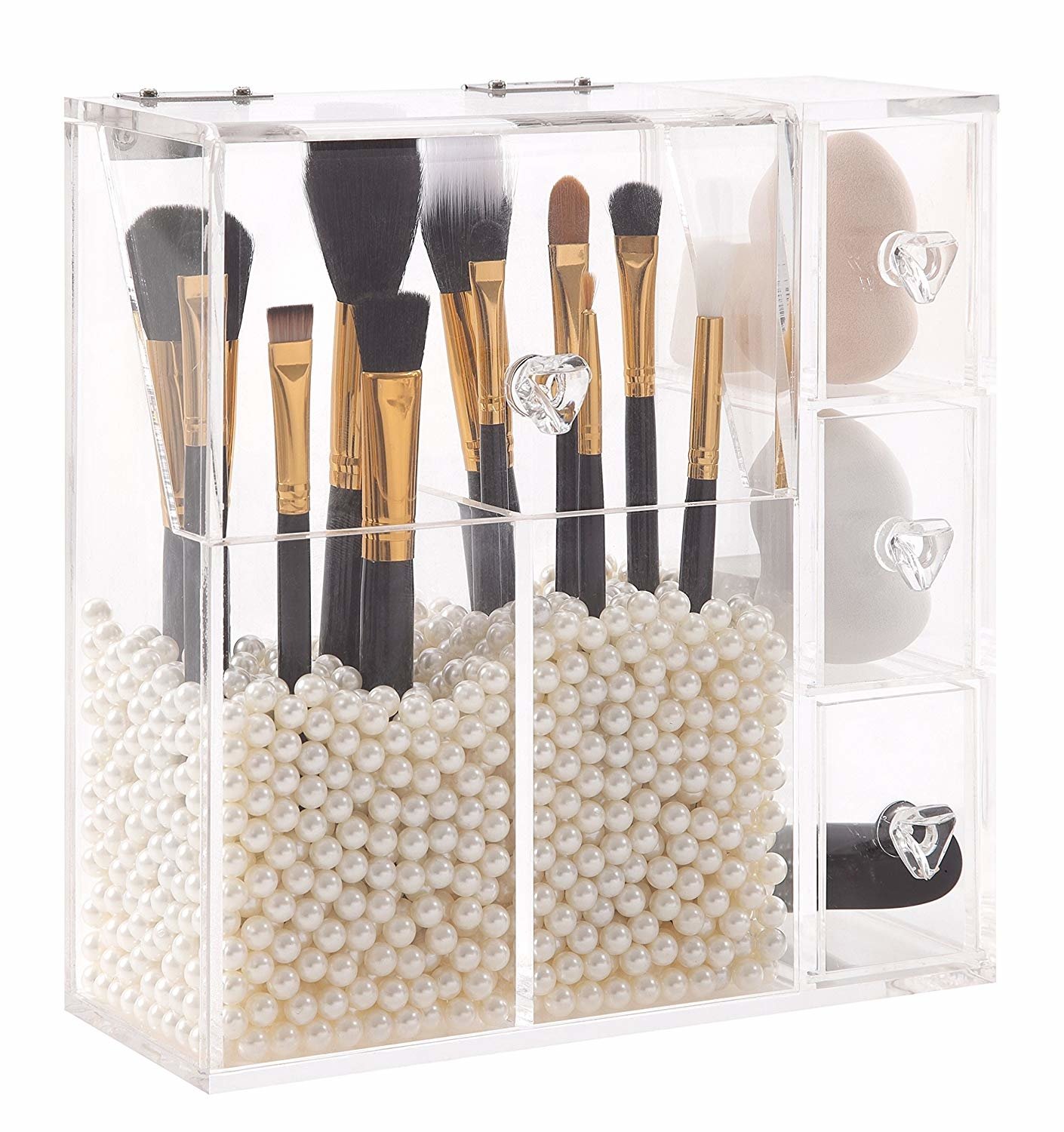 Makeup Organizer With 2 Brush Holders and 3 Drawers