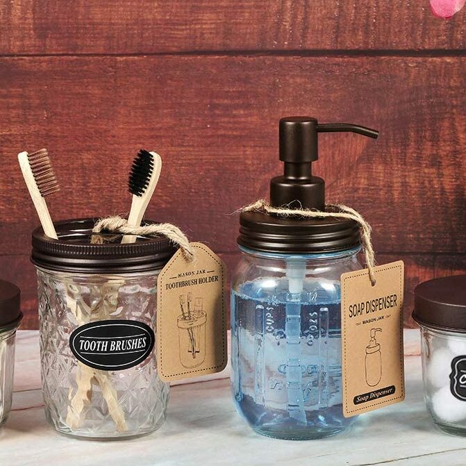 Mason Jar Bathroom Accessories Set