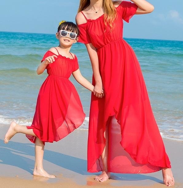 Mommy & Me Solid Color Beach Dress