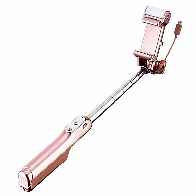 Mpow Selfie Stick with 360 Degree Led Fill Light and Rear Mirror