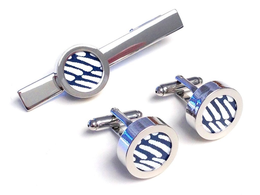 Northern Sky Japanese Paper Cufflinks & Tie Clip