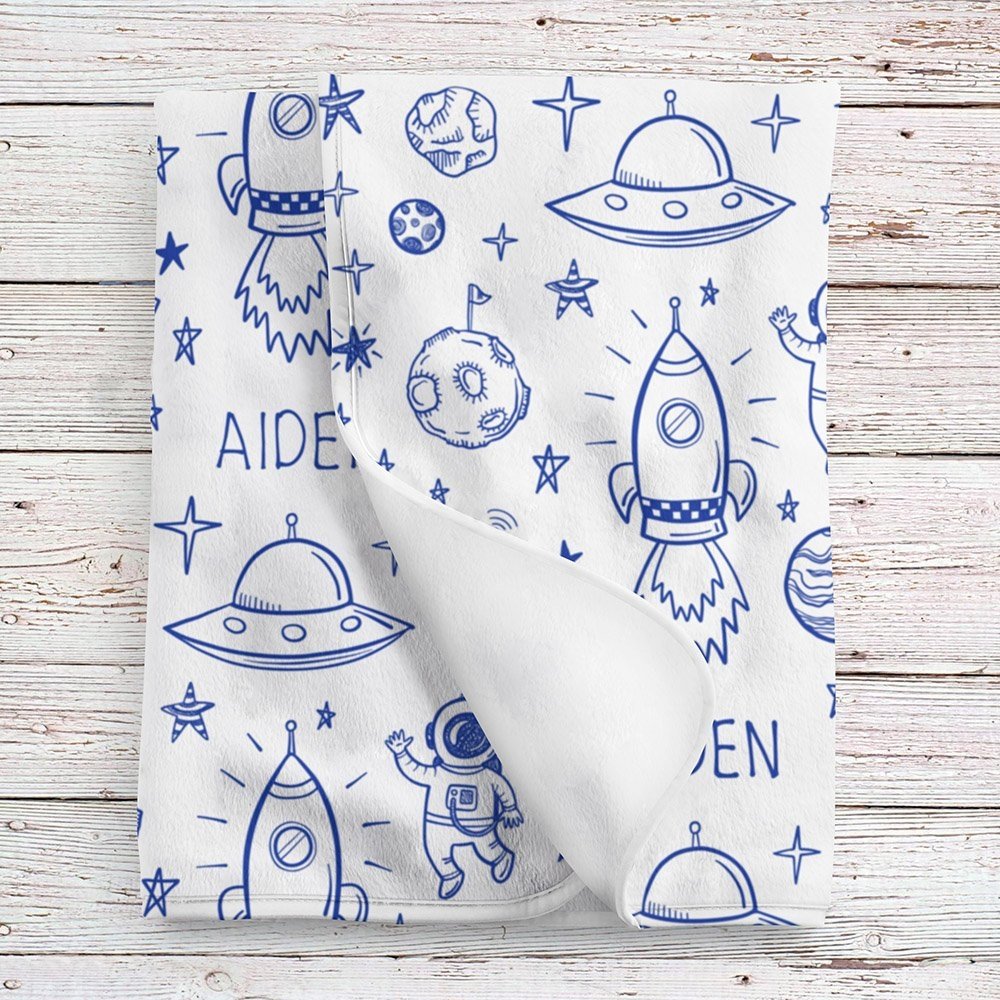 Personalized Outer Space Baby Blanket