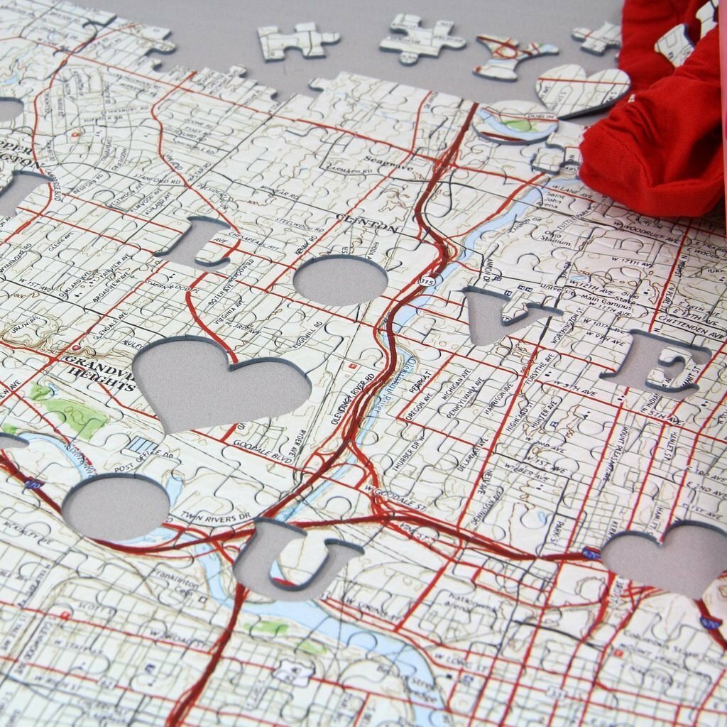 Personalized 'Where We First Met' Map Jigsaw Puzzle