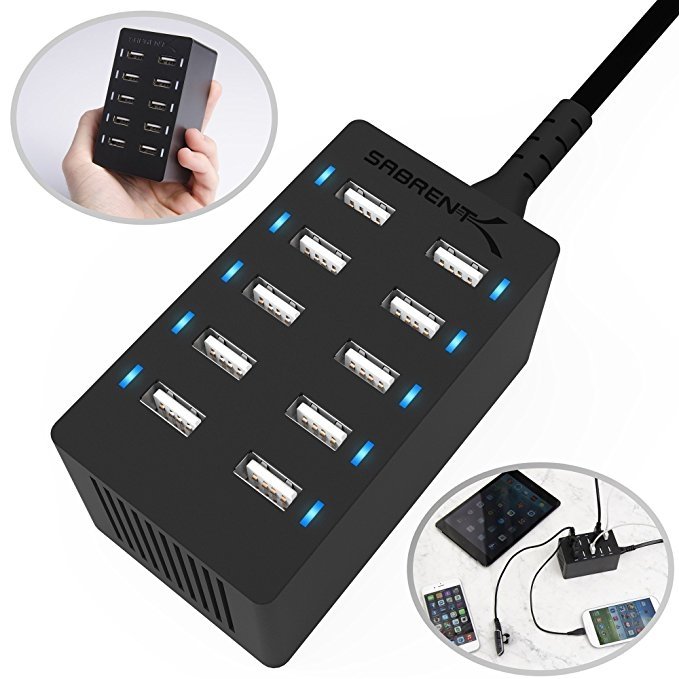 Sabrent 10-Port Family-Sized Desktop USB Rapid Charger