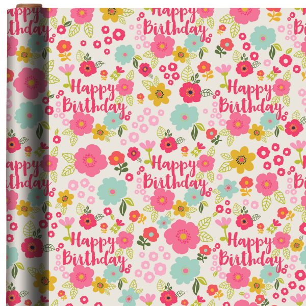 Floral Happy Birthday Gift Wrap