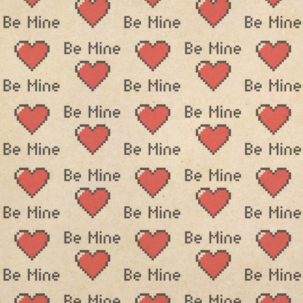 Pixel Hearts Be Mine Wrapping Paper