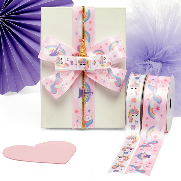 Unicorn Print Satin Ribbon