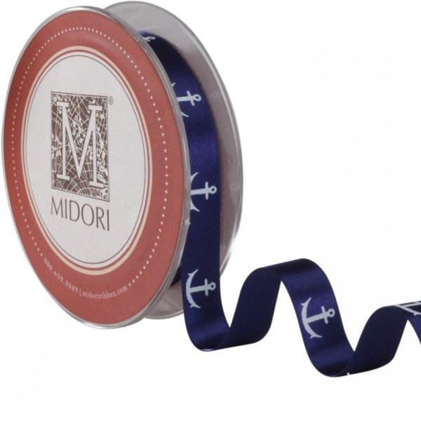 White ink Anchor on Blue Ribbon
