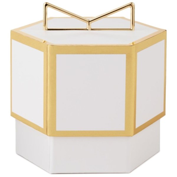 White With Gold Bow Small Gift Box